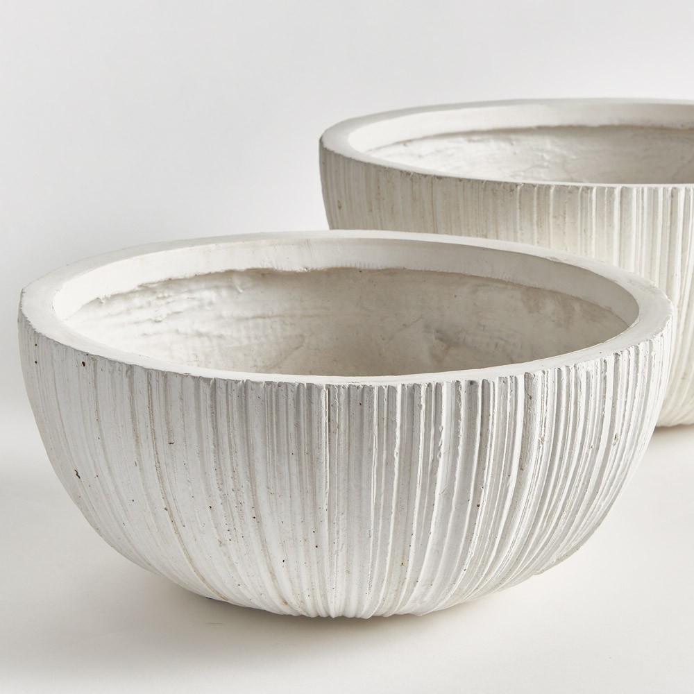 Rowena Modern White Bowl Outdoor Pot Planter - Set of 2|