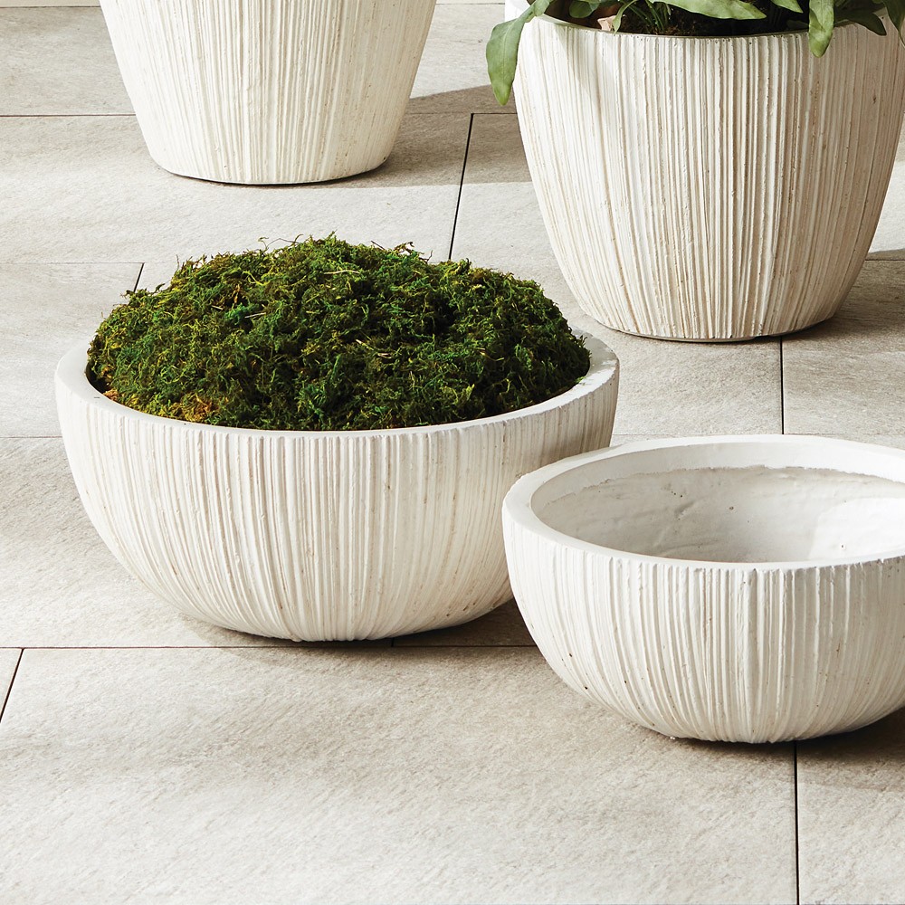 Rowena Modern White Bowl Outdoor Pot Planter - Set of 2|