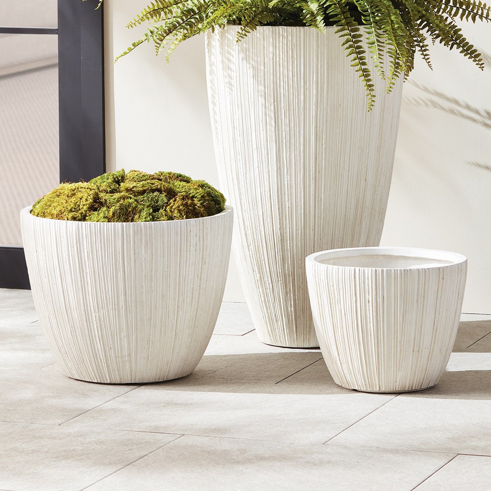Rowena Modern White Tapered Outdoor Pot Planter - Set of 2|
