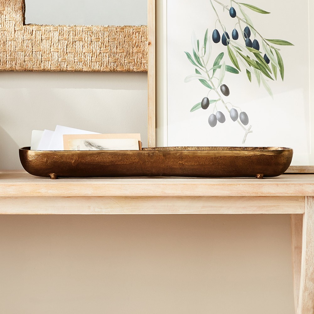 Burrow Updated Traditional Antique Brass Aluminum Decorative Bowl|