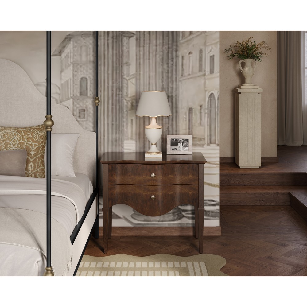 Beatrice Updated Traditional Beige Performance Iron & Brass Canopy Bed - Queen|
