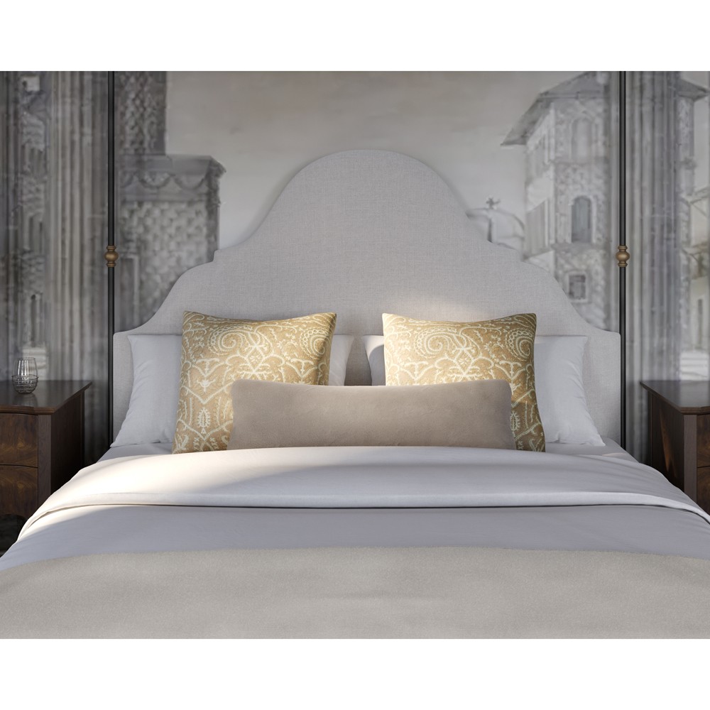 Beatrice Updated Traditional Beige Performance Iron & Brass Canopy Bed - Queen|