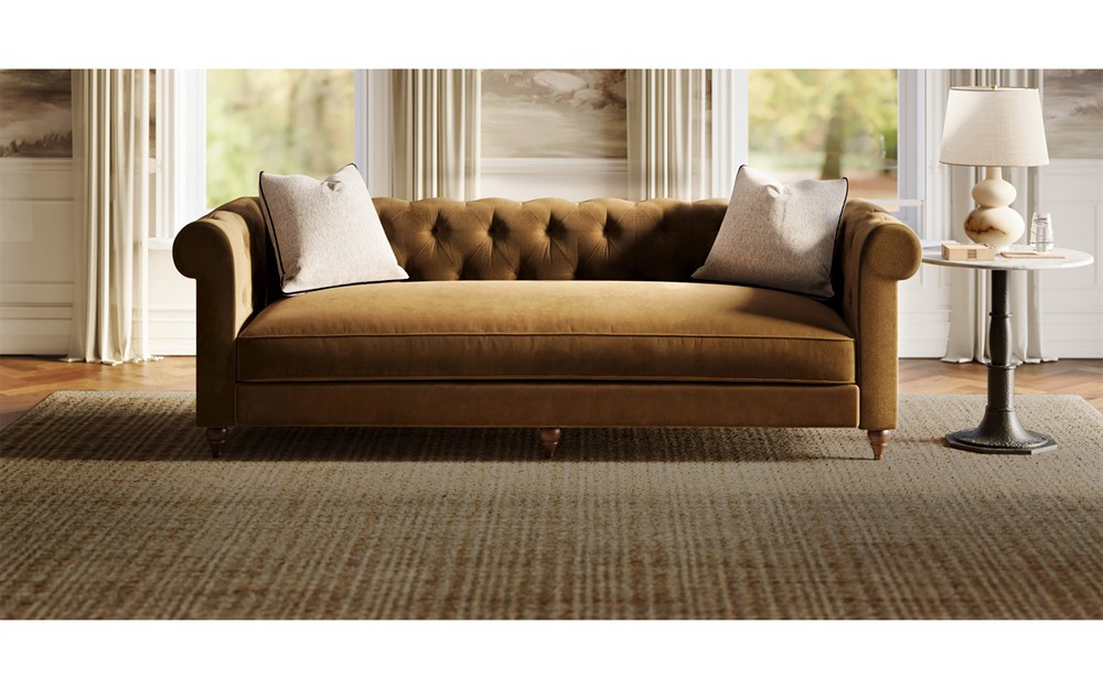 Rosehill Mocha Mist Performance Velvet Sofa - 88"|