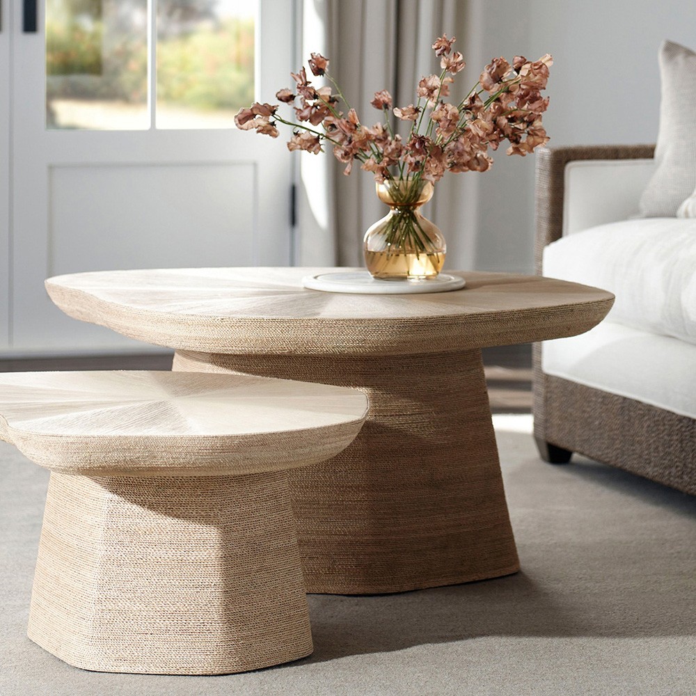 Palecek Iliana Coastal Beach Natural Woven Abaca Coffee Table - 34