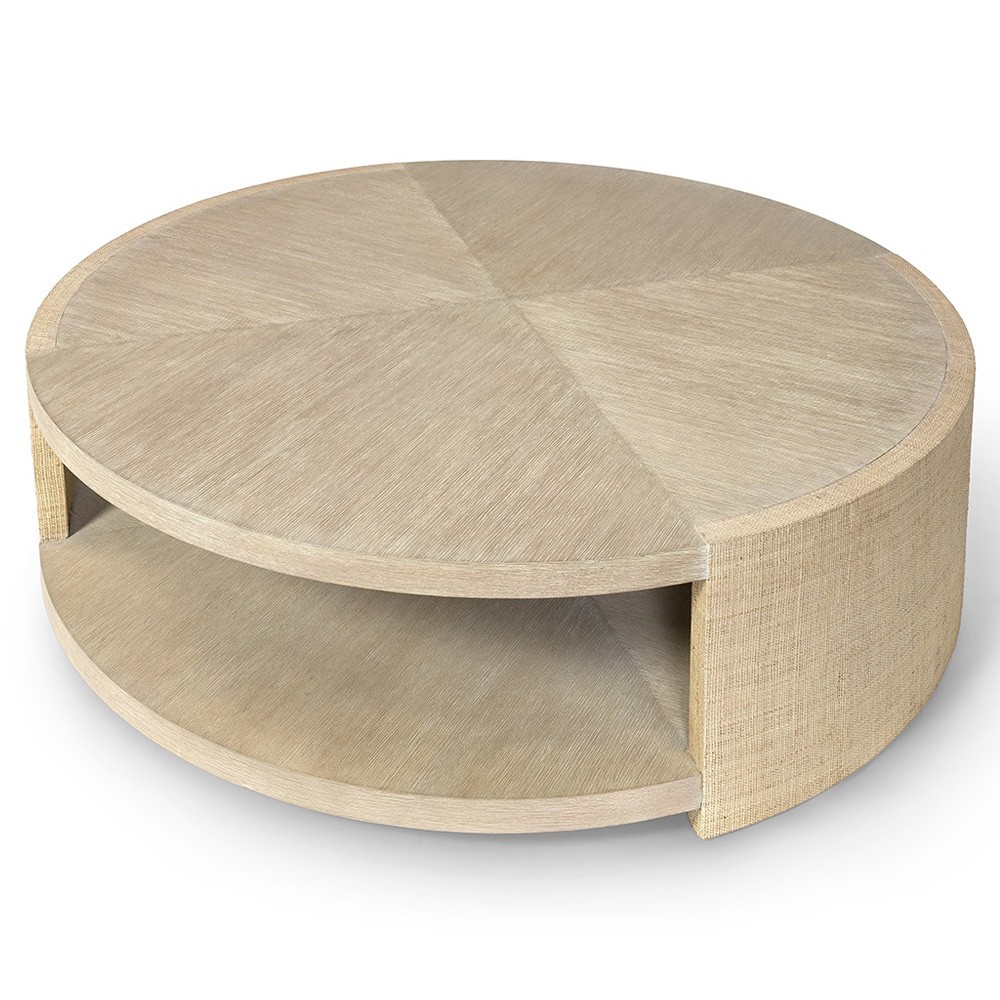 Palecek Vernon Coastal Beach Natural Raffia Round Coffee Table 61