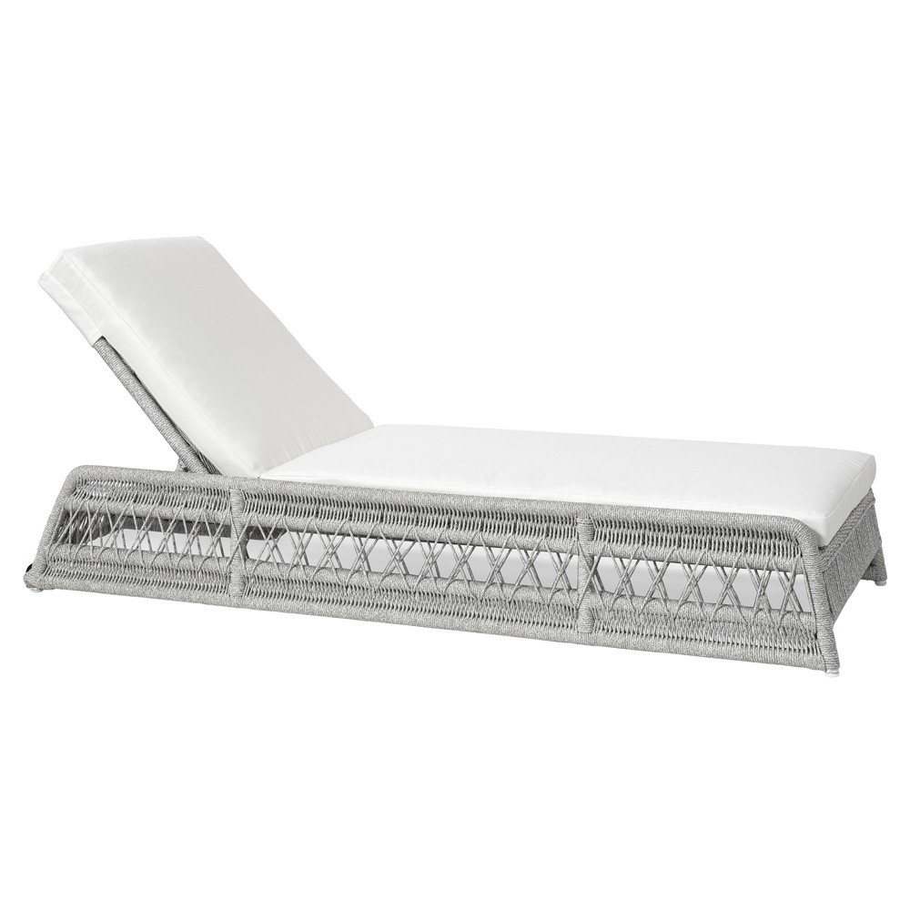 Palecek Mara Coastal Beach Grey Rope Outdoor Chaise Lounge|