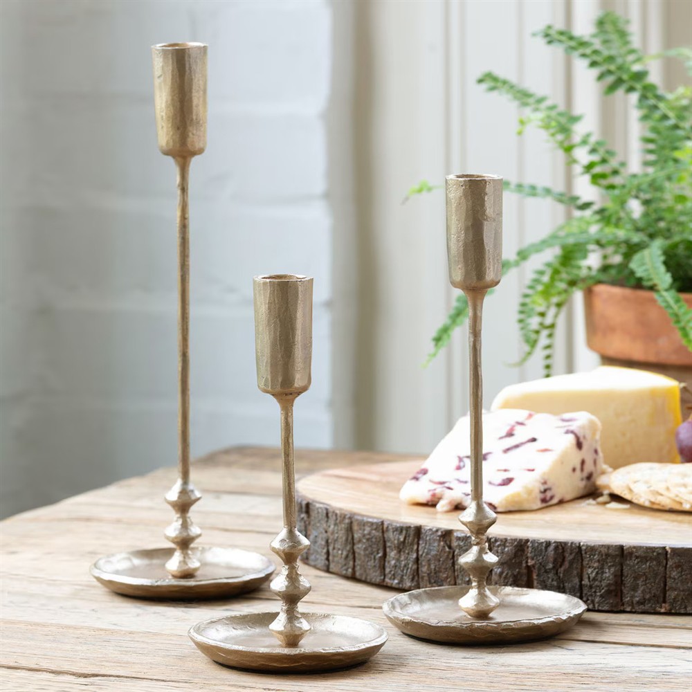 Holly Updated Traditional Antique Gold Iron Candleholder - Set of 3|