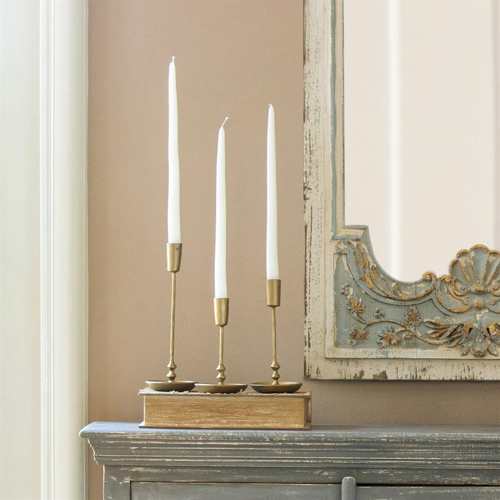 Holly Updated Traditional Antique Gold Iron Candleholder - Set of 3|