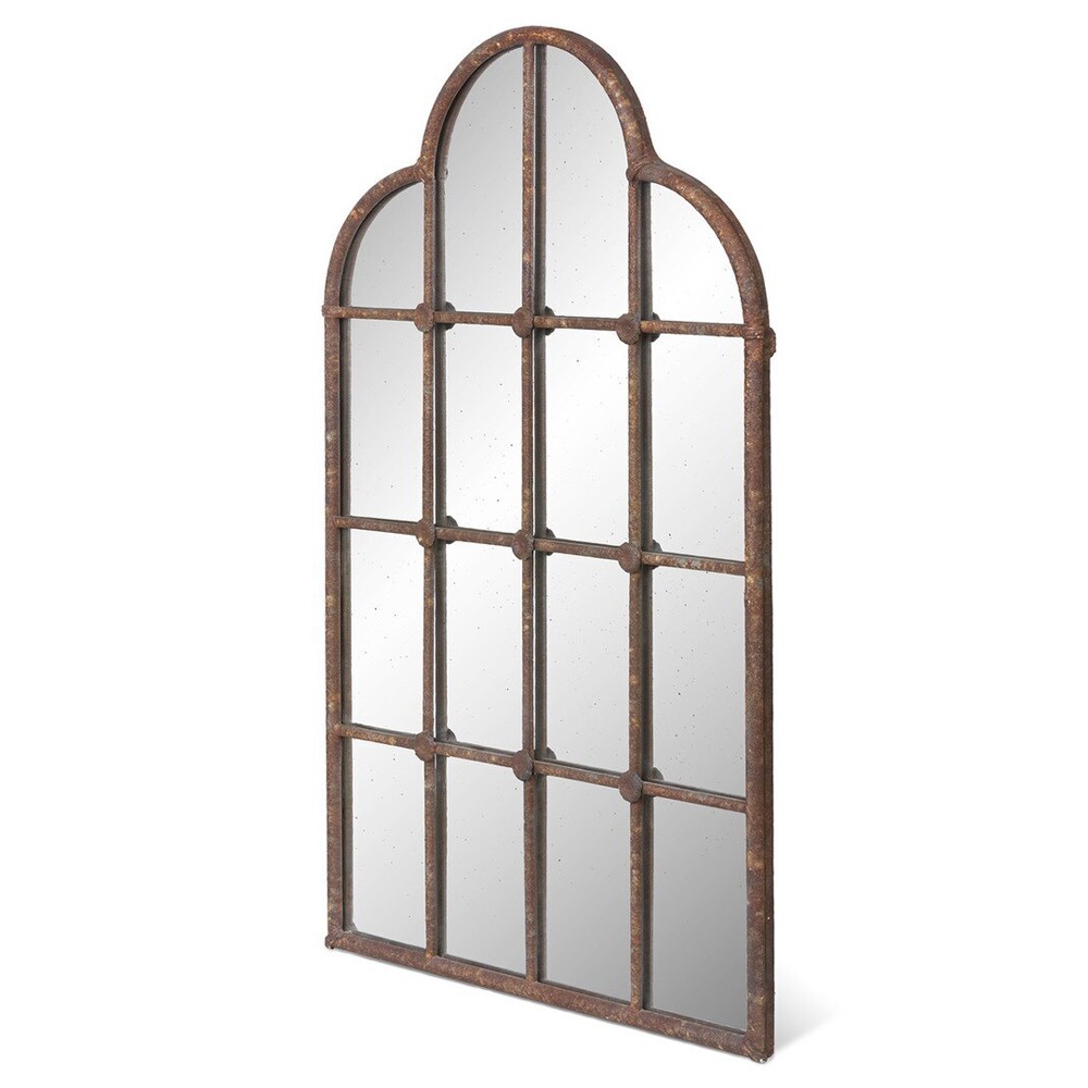 Donnovan Traditional Antique Brown Iron Scalloped Wall Mirror|