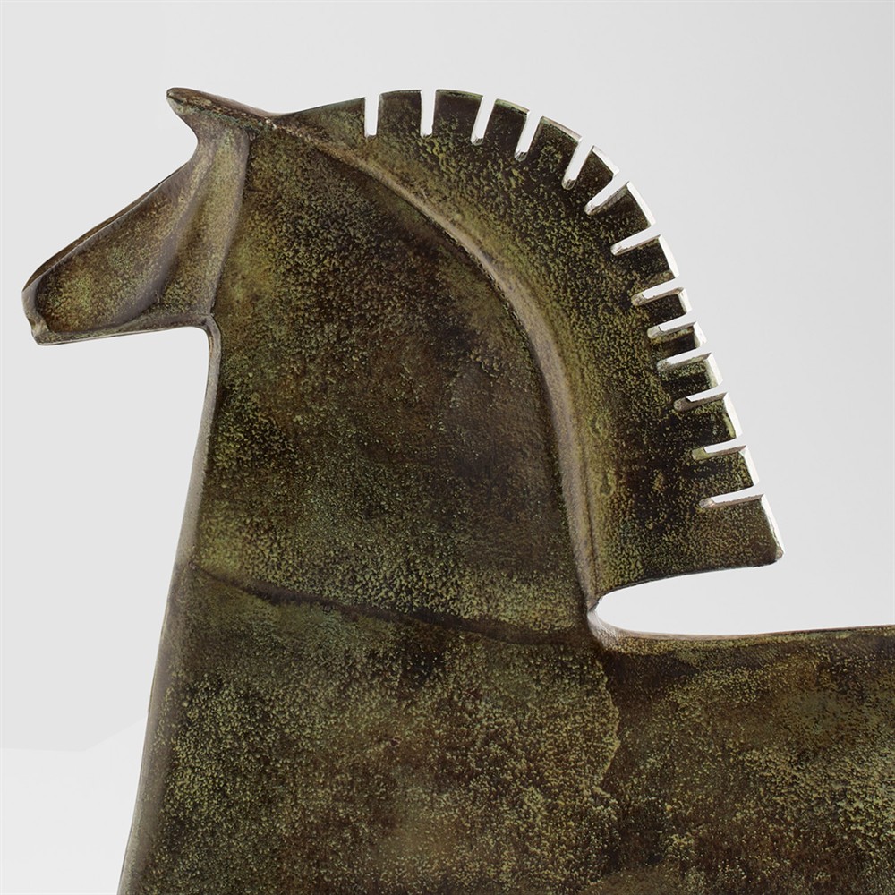 Zayne Traditional Verdigris Aluminum Etruscan Horse Statue - Small|