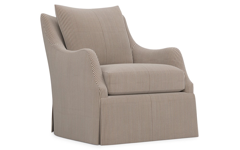 Finnigan Coffee Cotton Stripe Skirted Swivel Chair|