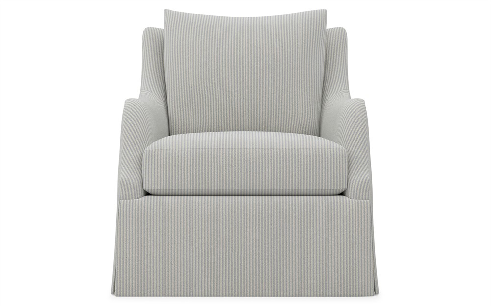 Finnigan Coffee Cotton Stripe Skirted Swivel Chair|