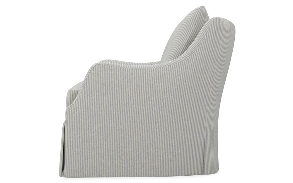 Finnigan Coffee Cotton Stripe Skirted Swivel Chair|