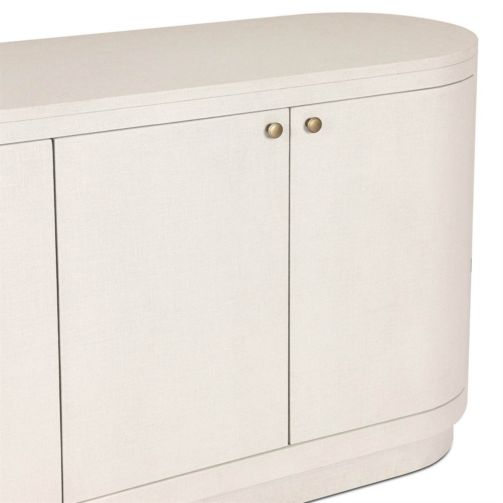 Beatrice Modern Classic Cream Painted Linen Oval Media Cabinet - 72"|
