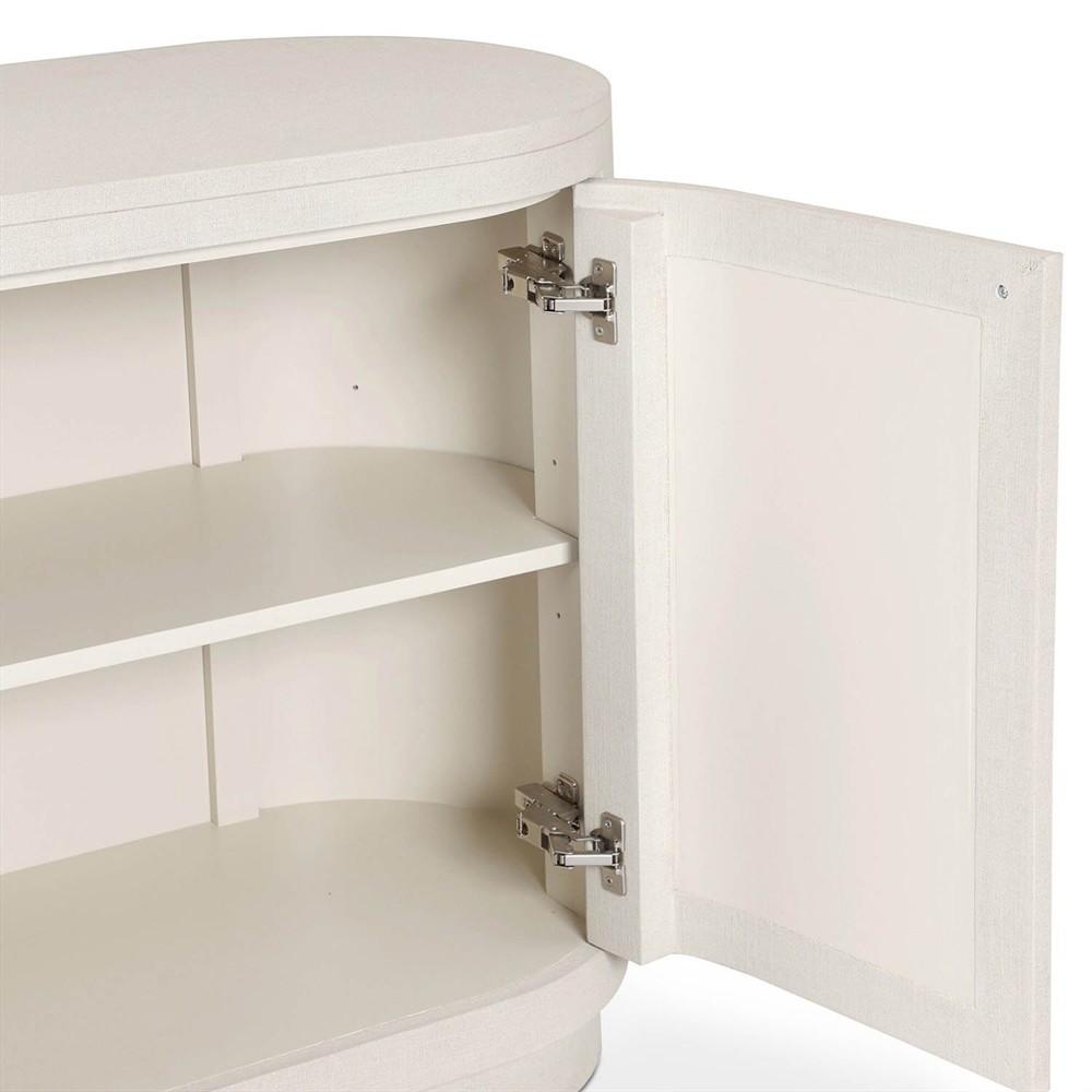 Beatrice Modern Classic Cream Painted Linen Oval Media Cabinet - 72"|