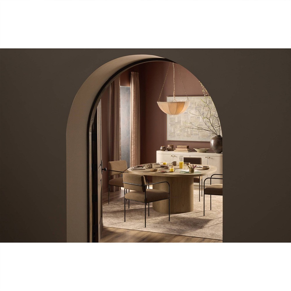 Beatrice Modern Classic Cream Painted Linen Oval Media Cabinet - 72"|