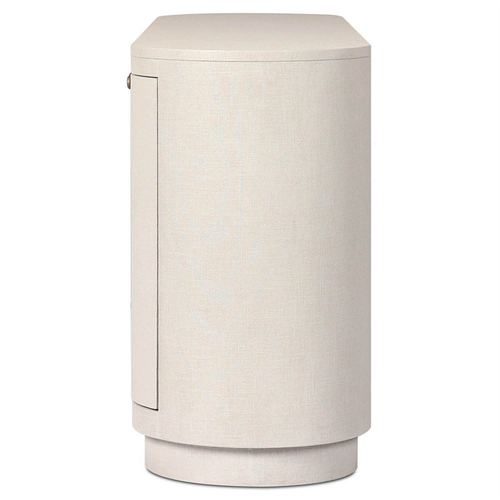 Beatrice Modern Classic Cream Painted Linen Oval Media Cabinet - 72"|