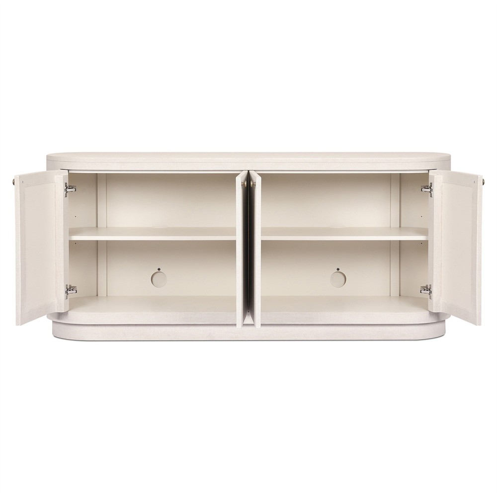 Beatrice Modern Classic Cream Painted Linen Oval Media Cabinet - 72"|