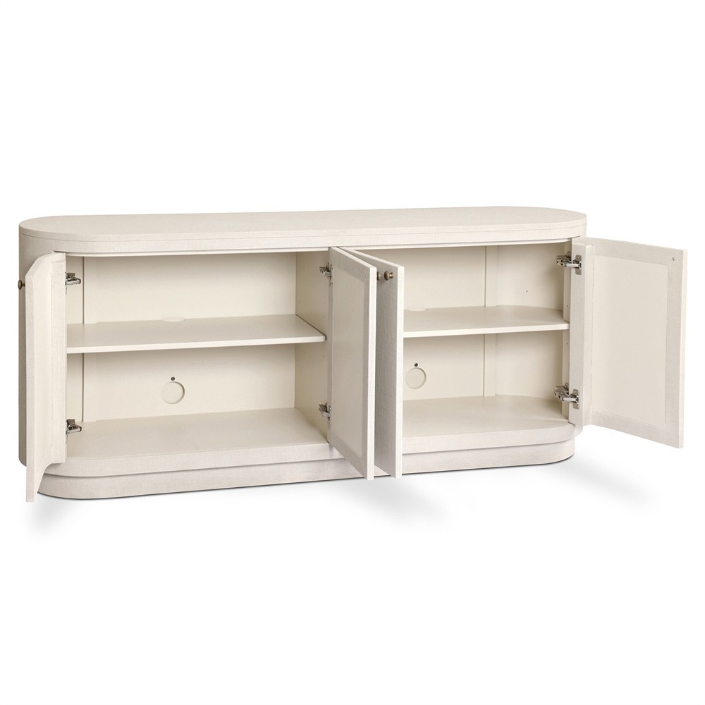 Beatrice Modern Classic Cream Painted Linen Oval Media Cabinet - 72"|