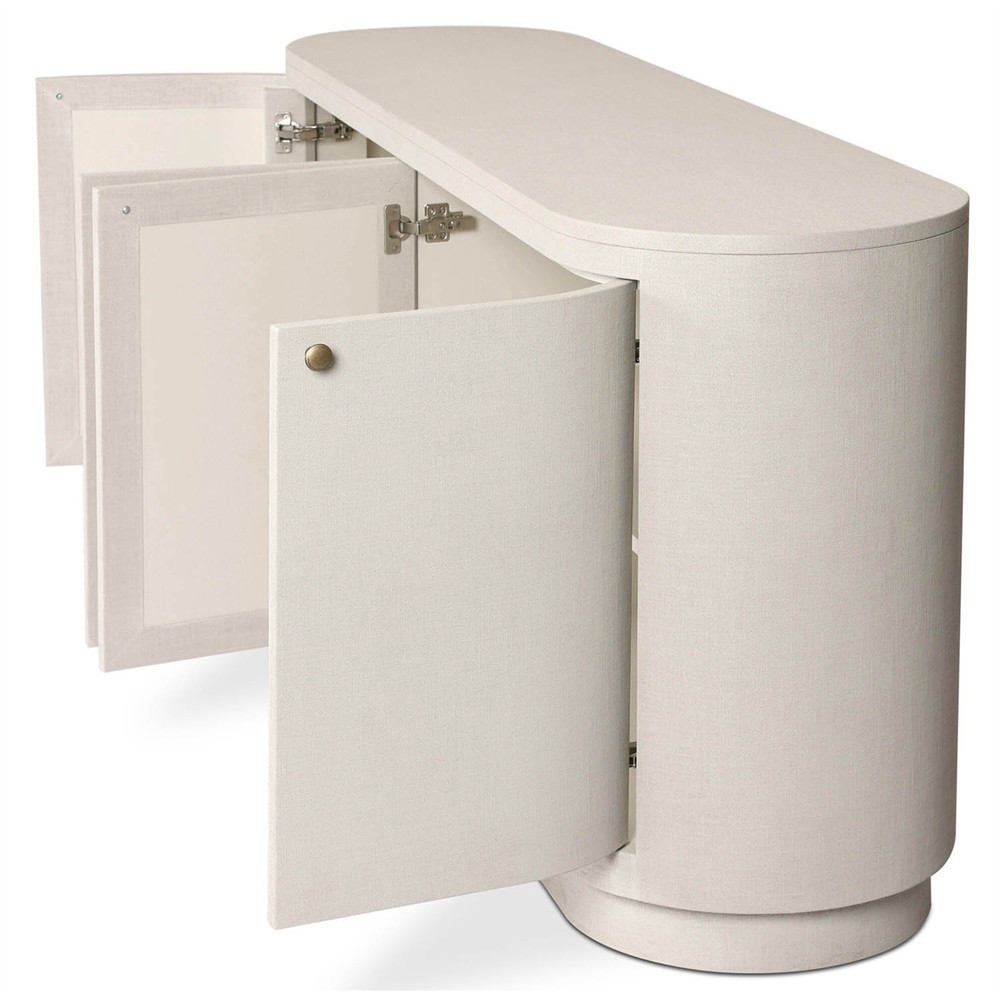Beatrice Modern Classic Cream Painted Linen Oval Media Cabinet - 72"|