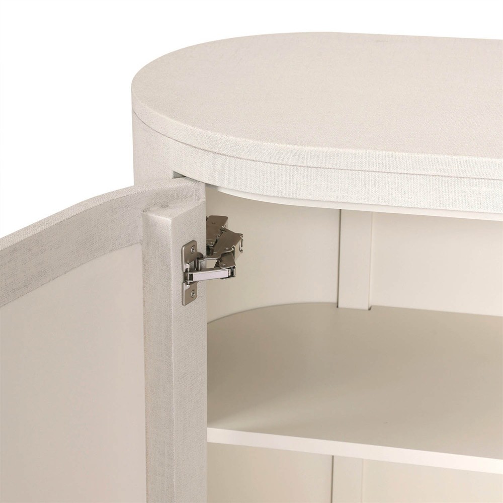 Beatrice Modern Classic Cream Painted Linen Oval Media Cabinet - 72"|