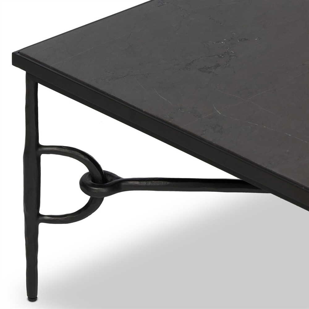 Ceasar French Country Brown Marble Square Coffee Table|