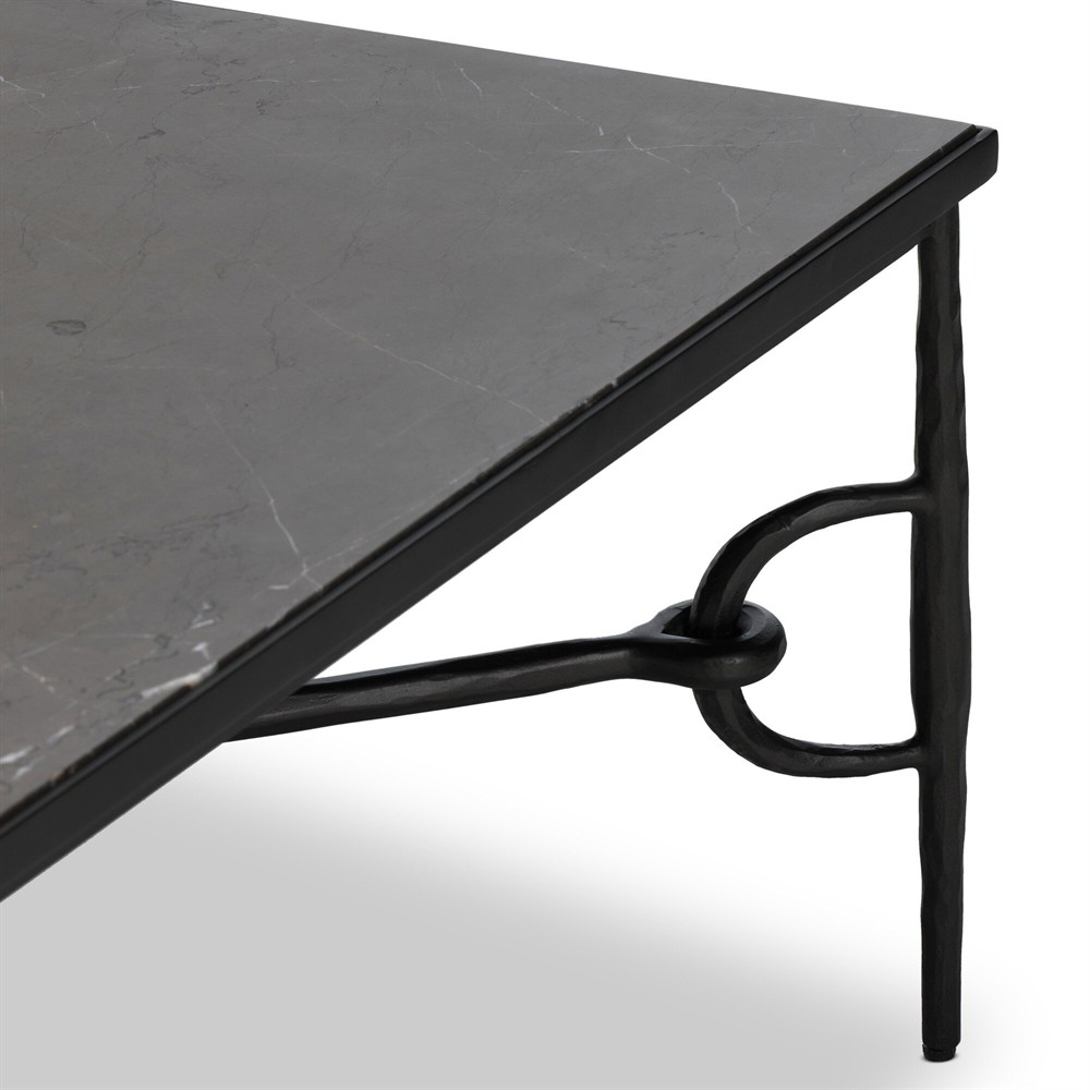 Ceasar French Country Brown Marble Square Coffee Table|