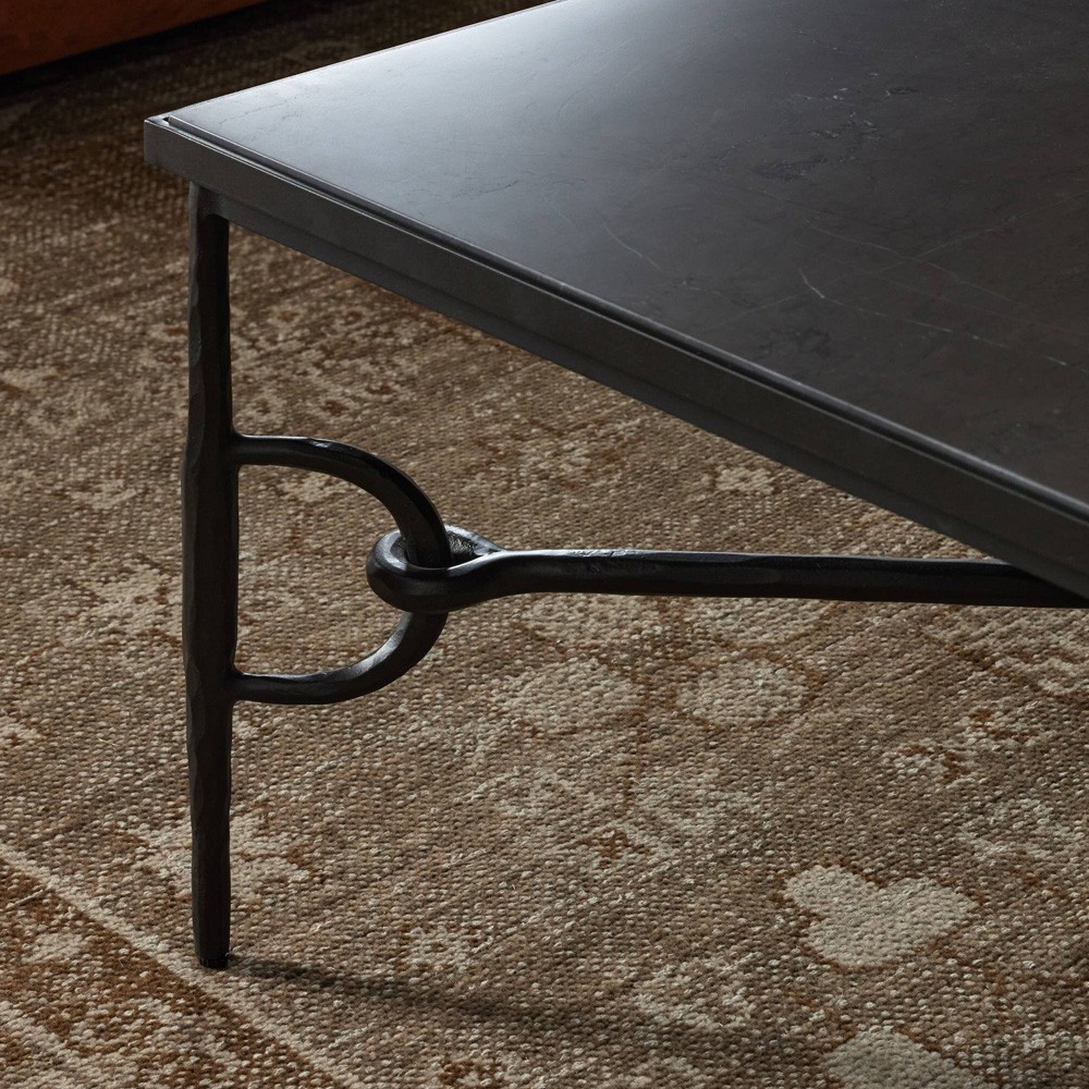 Ceasar French Country Brown Marble Square Coffee Table|