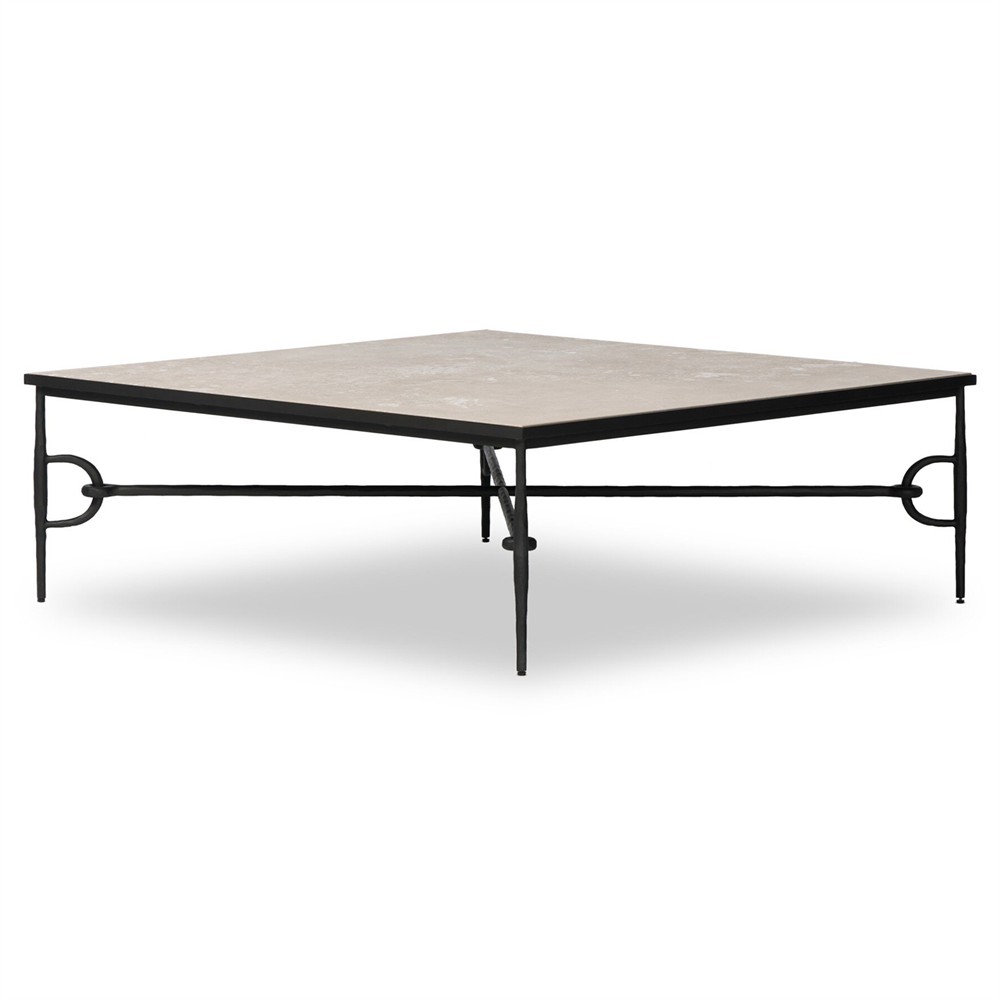 Ceasar French Country Beige Marble Square Coffee Table|