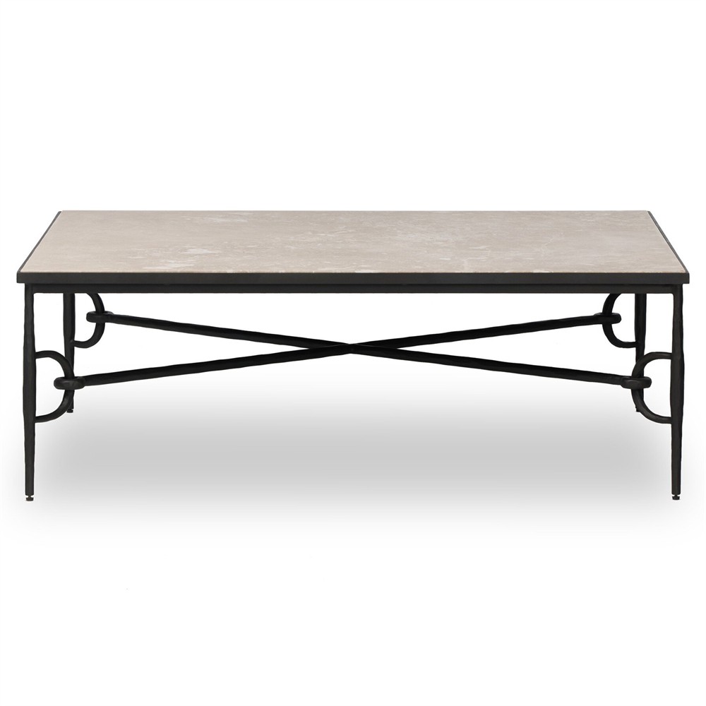Ceasar French Country Beige Marble Square Coffee Table|