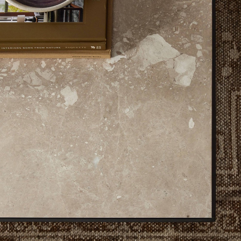 Ceasar French Country Beige Marble Square Coffee Table|