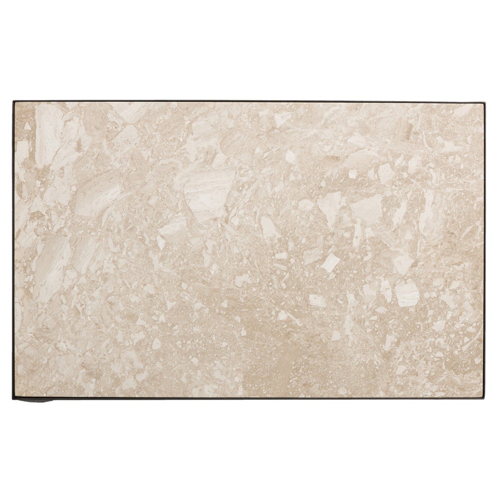 Ceasar French Country Beige Marble Wide Nightstand|