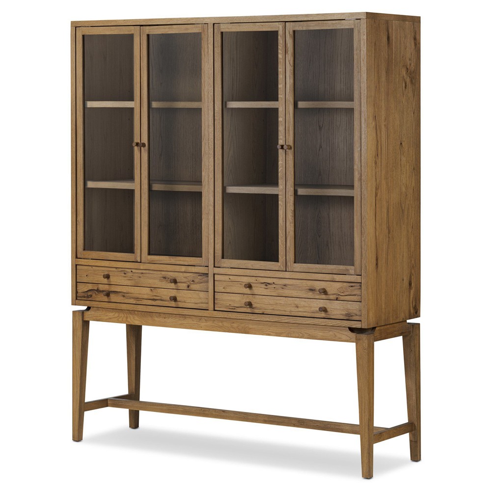 Lalaine Rustic Lodge Brown Oak Display Case|