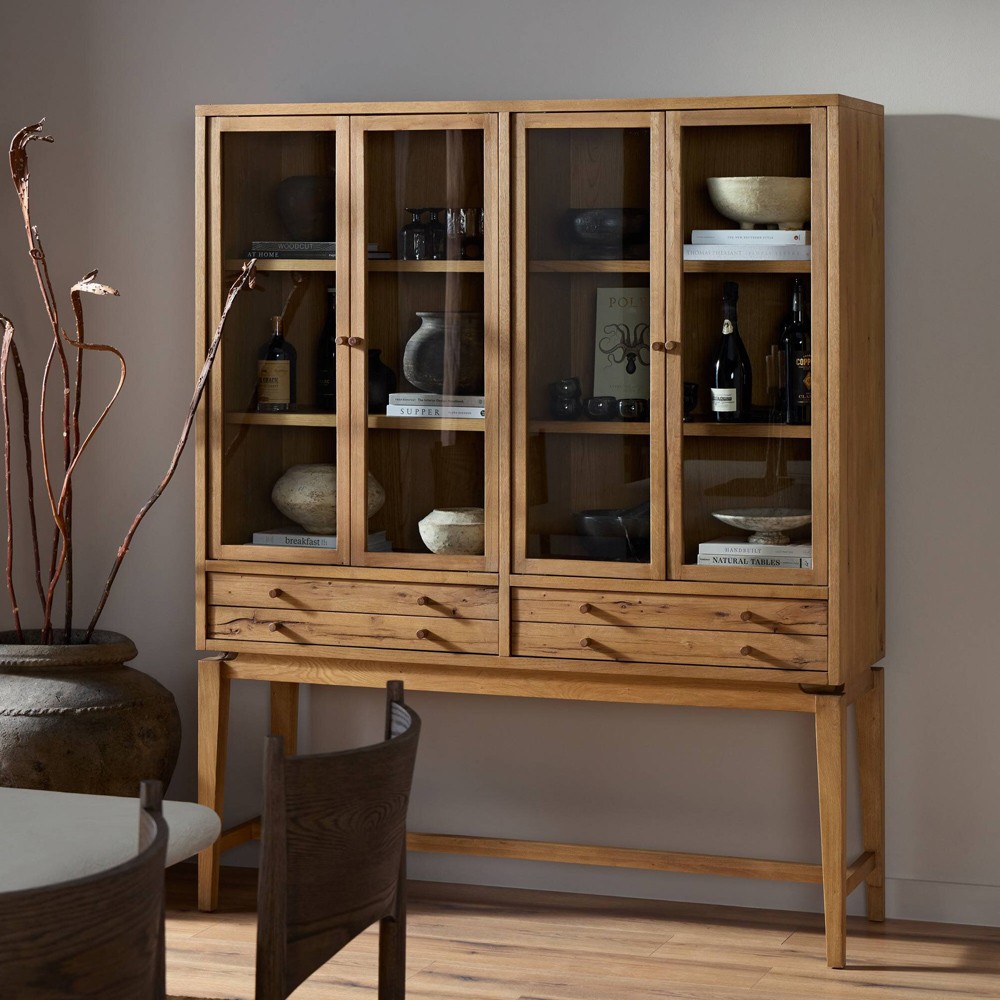 Lalaine Rustic Lodge Brown Oak Display Case|