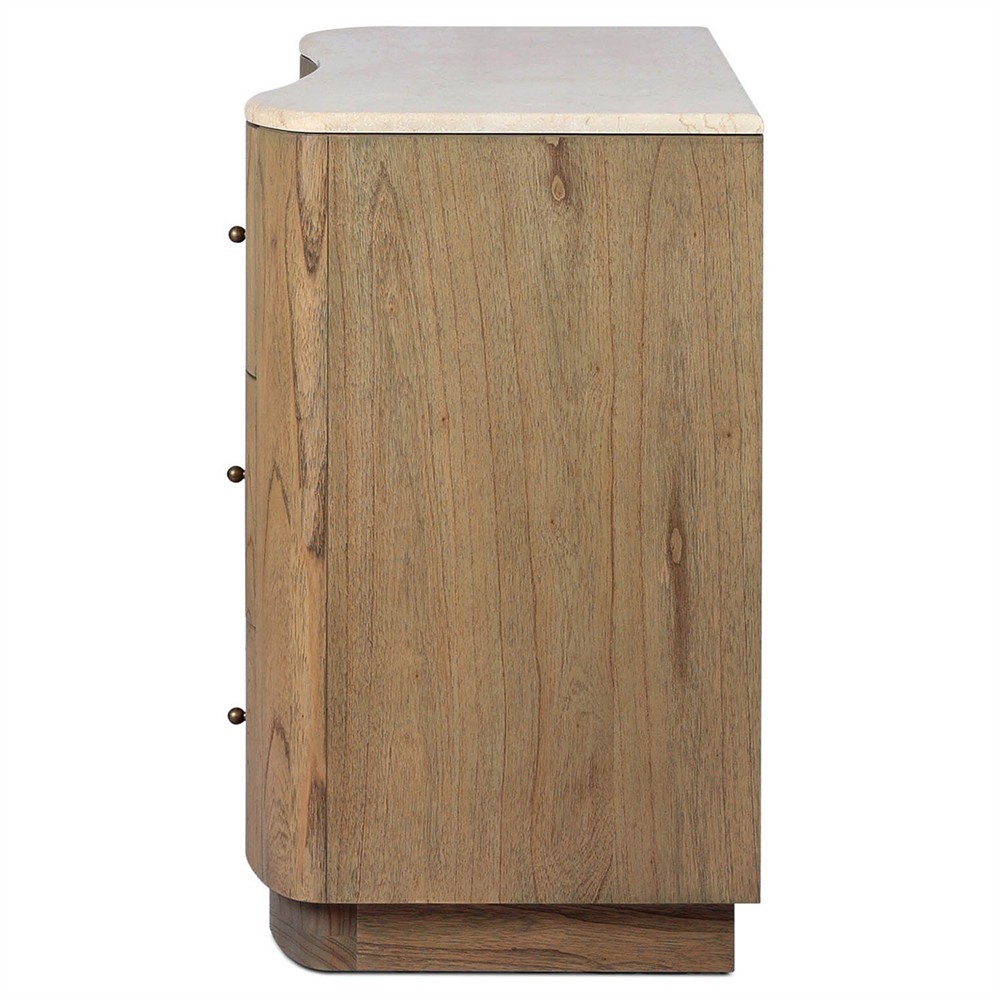 Juno Modern Classic Cream Marble Brown Wood Double Dresser | Kathy