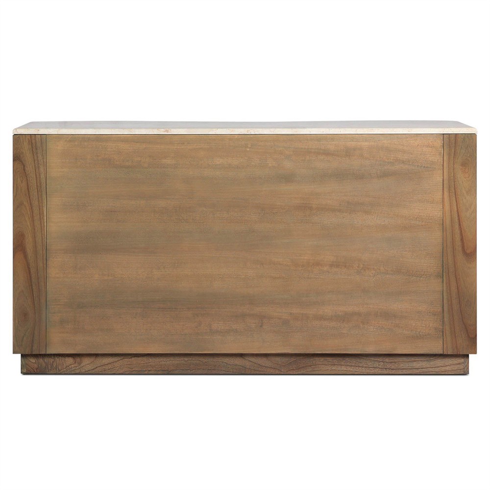 Juno Modern Classic Cream Marble Brown Wood Double Dresser | Kathy