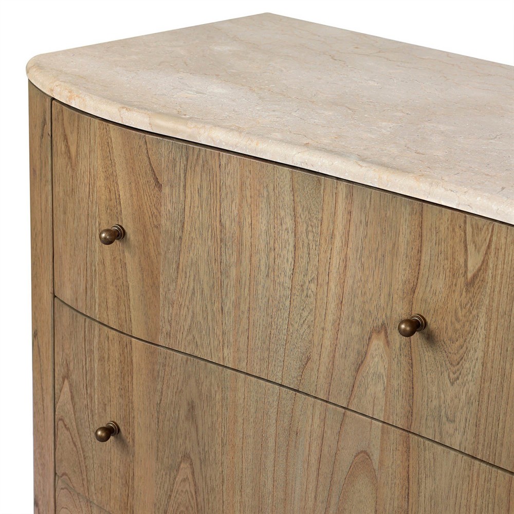 Juno Modern Classic Cream Marble Brown Wood Double Dresser | Kathy