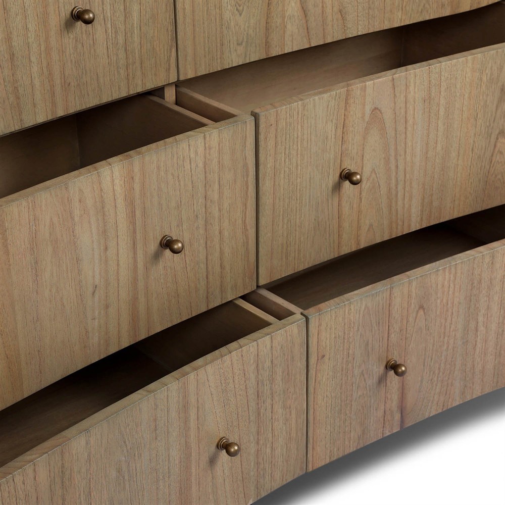 Juno Modern Classic Cream Marble Brown Wood Double Dresser | Kathy