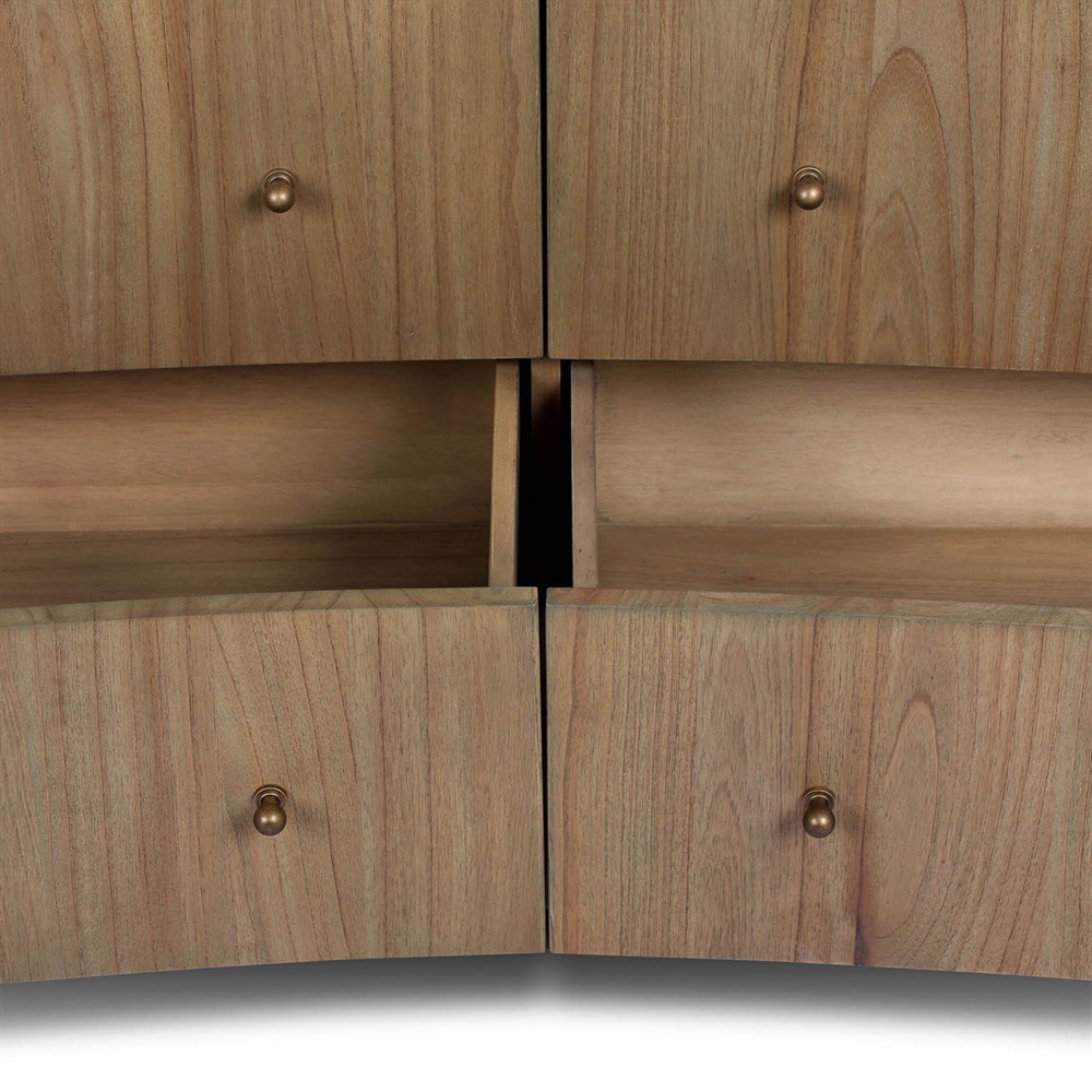 Juno Modern Classic Cream Marble Brown Wood Double Dresser | Kathy