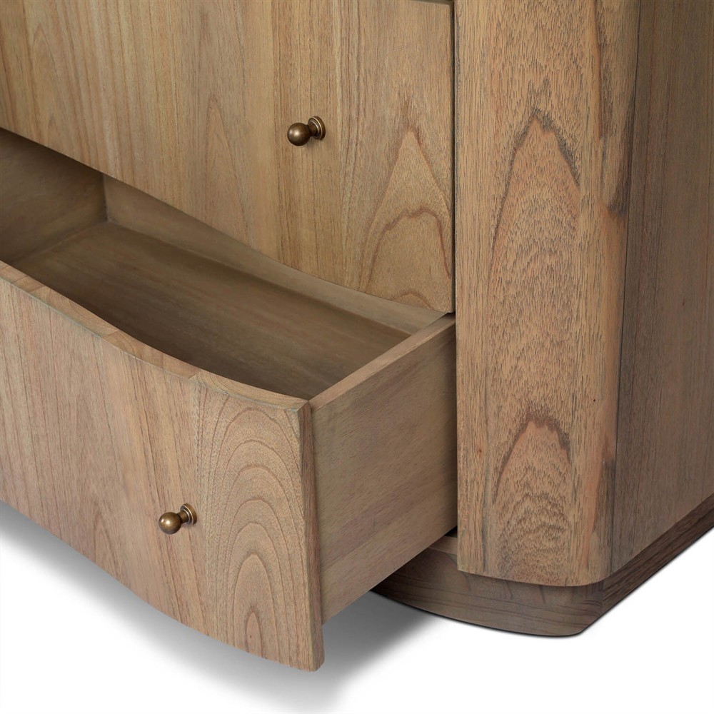 Juno Modern Classic Cream Marble Brown Wood Double Dresser | Kathy