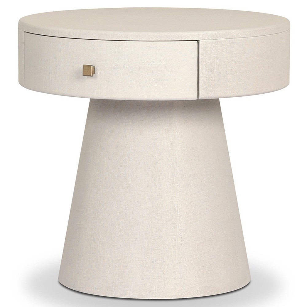 Meredith Modern Classic Cream Painted Linen Nightstand|