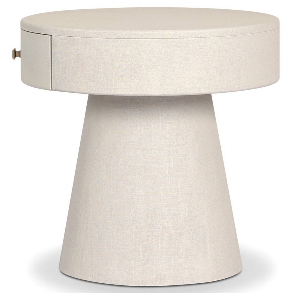 Meredith Modern Classic Cream Painted Linen Nightstand|
