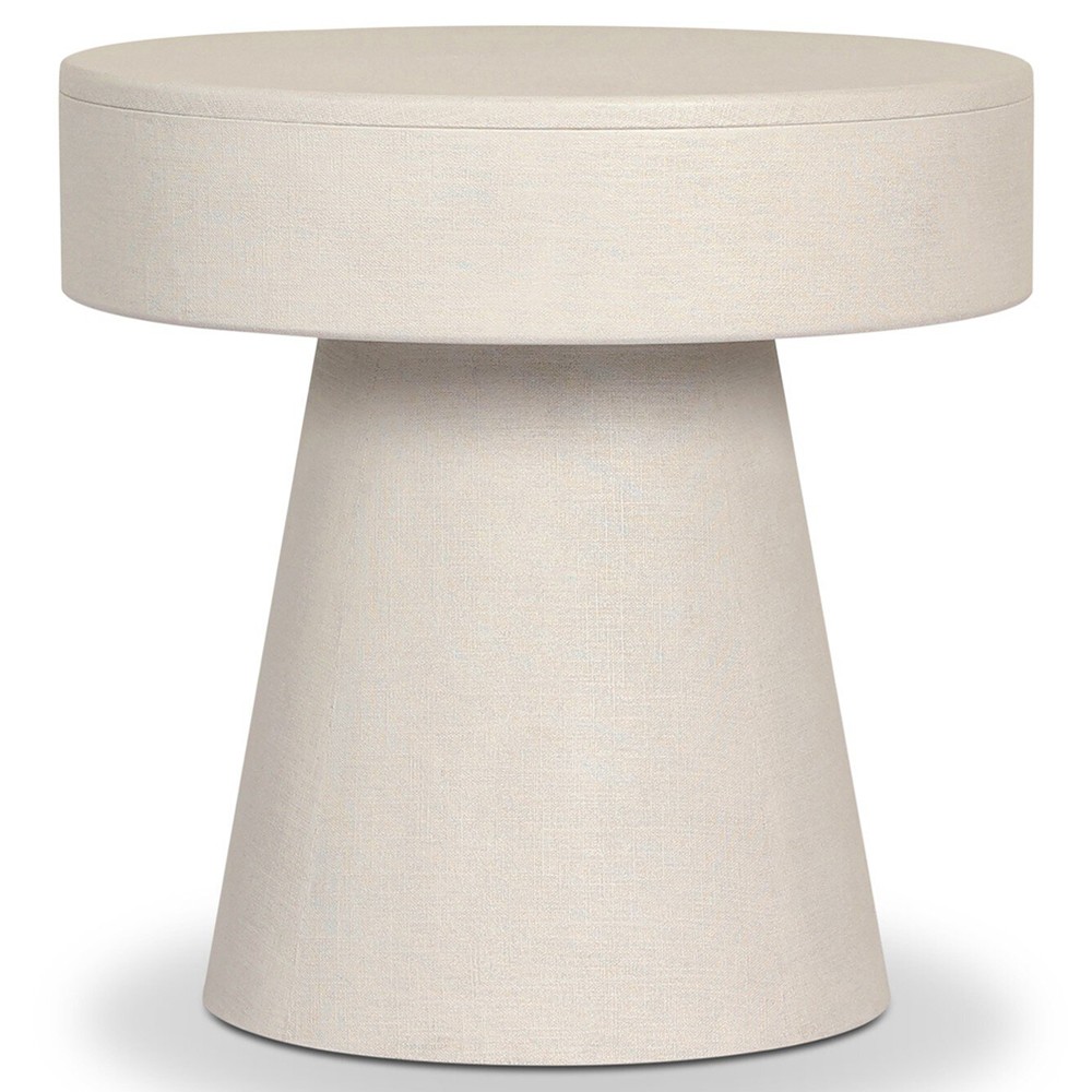 Meredith Modern Classic Cream Painted Linen Nightstand|