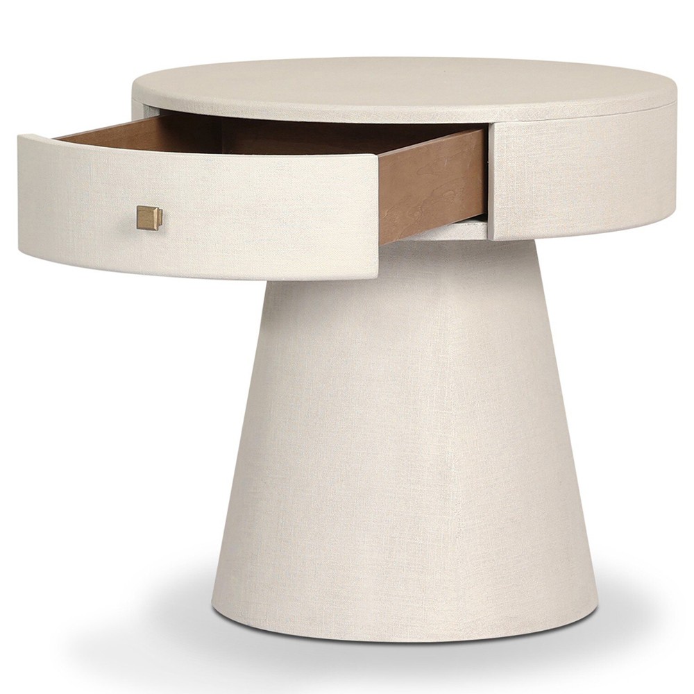 Meredith Modern Classic Cream Painted Linen Nightstand|