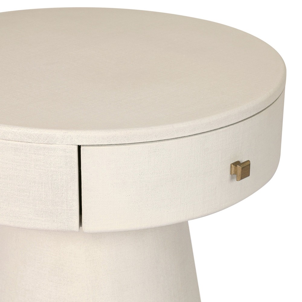Meredith Modern Classic Cream Painted Linen Nightstand|