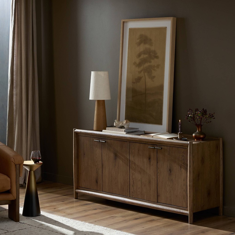 Genesis Updated Traditional Weathered Oak Media Cabinet - 64"|