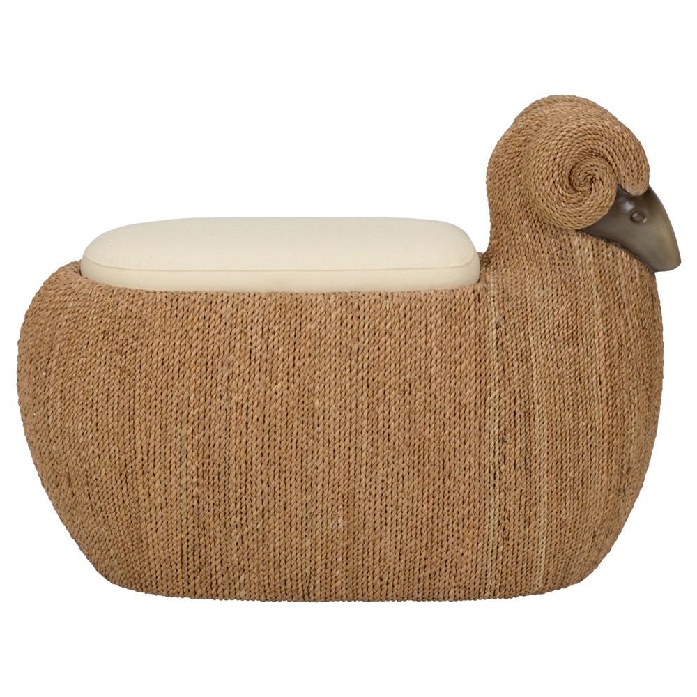 Raffaello Modern Classic Cream Woven Abaca Rope Ram Storage Stool