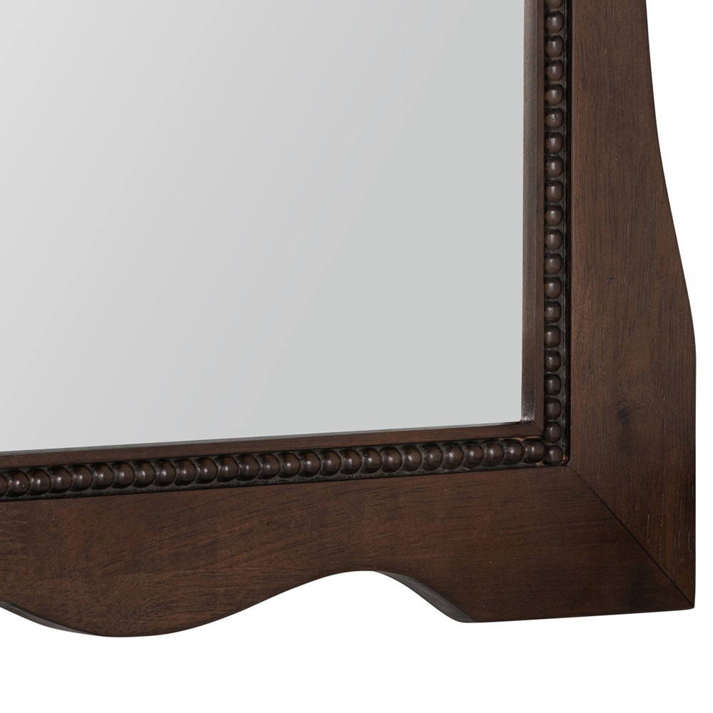 Jadeline Updated Traditional Dark Brown Wood Wall Mirror|