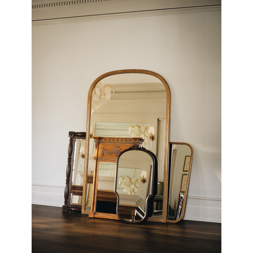 Madara Traditional Antique Gold Frame Arched Floor Mirror|