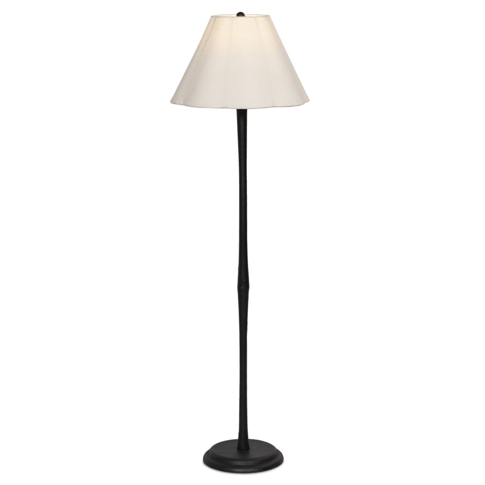 Isabelle Updated Traditional Black Iron Scalloped Shade Floor Lamp|